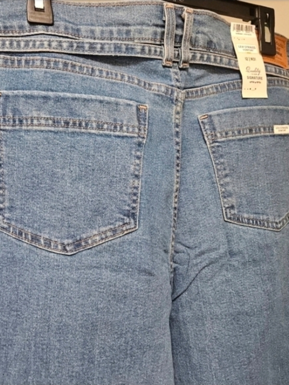 73 LEVI'S STRAUSS SIGNATURE HERITAGE BELTED WIDE LEG MID RISE JEANS 12/31 - Picture 6 of 6
